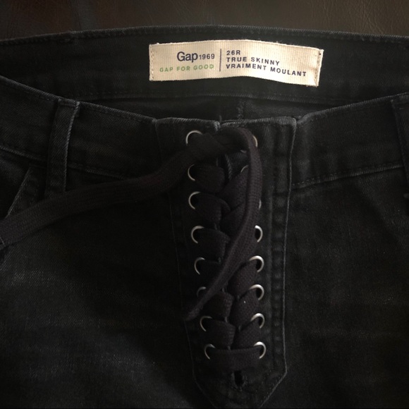GAP Mid Rise Motto Skinny Jeans w Lace Up Detail - Picture 7 of 8